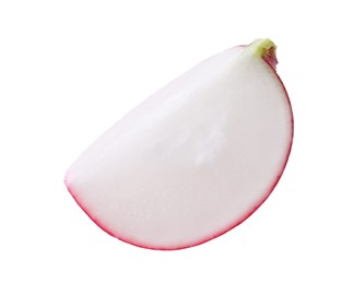 Photo of Slice of fresh ripe radish isolated on white