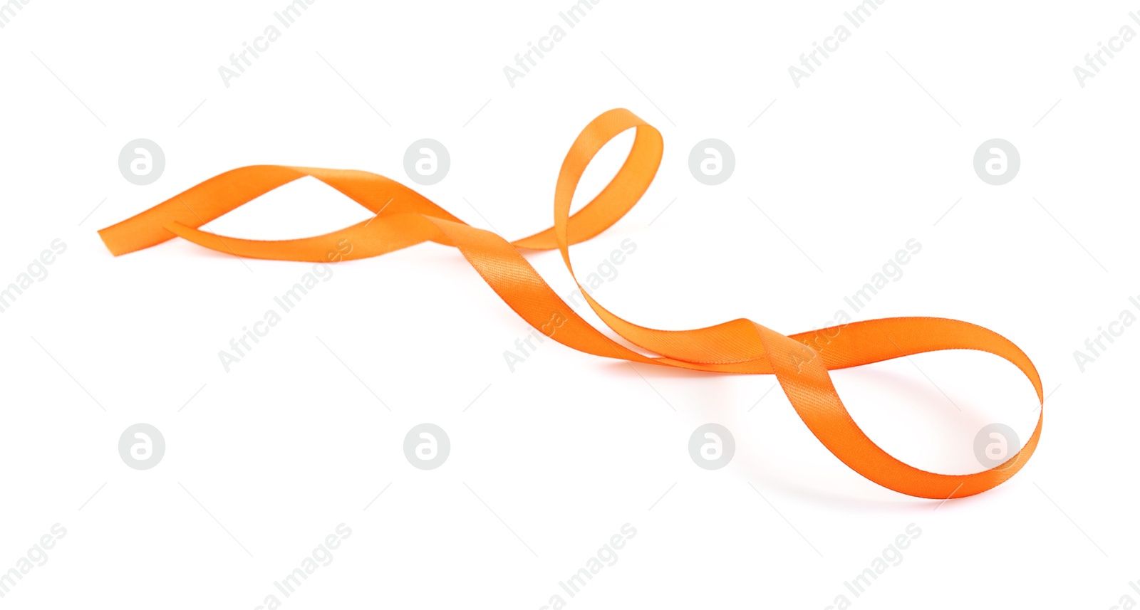 Photo of One beautiful orange ribbon isolated on white