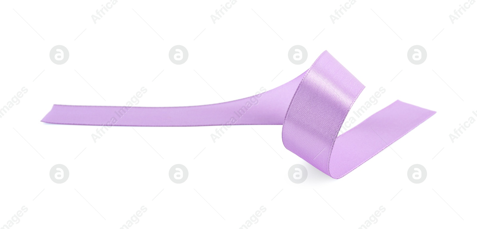 Photo of One beautiful violet ribbon isolated on white