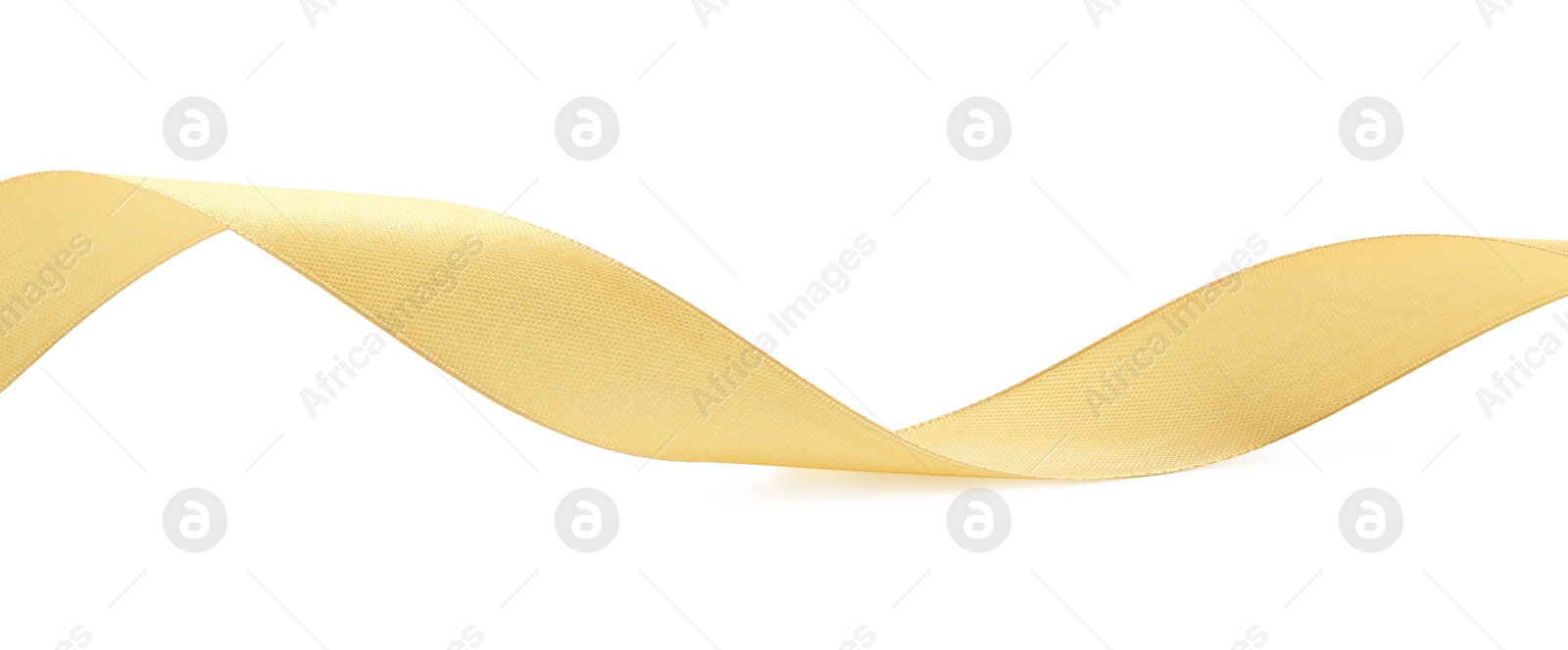 Photo of One beautiful light yellow ribbon isolated on white