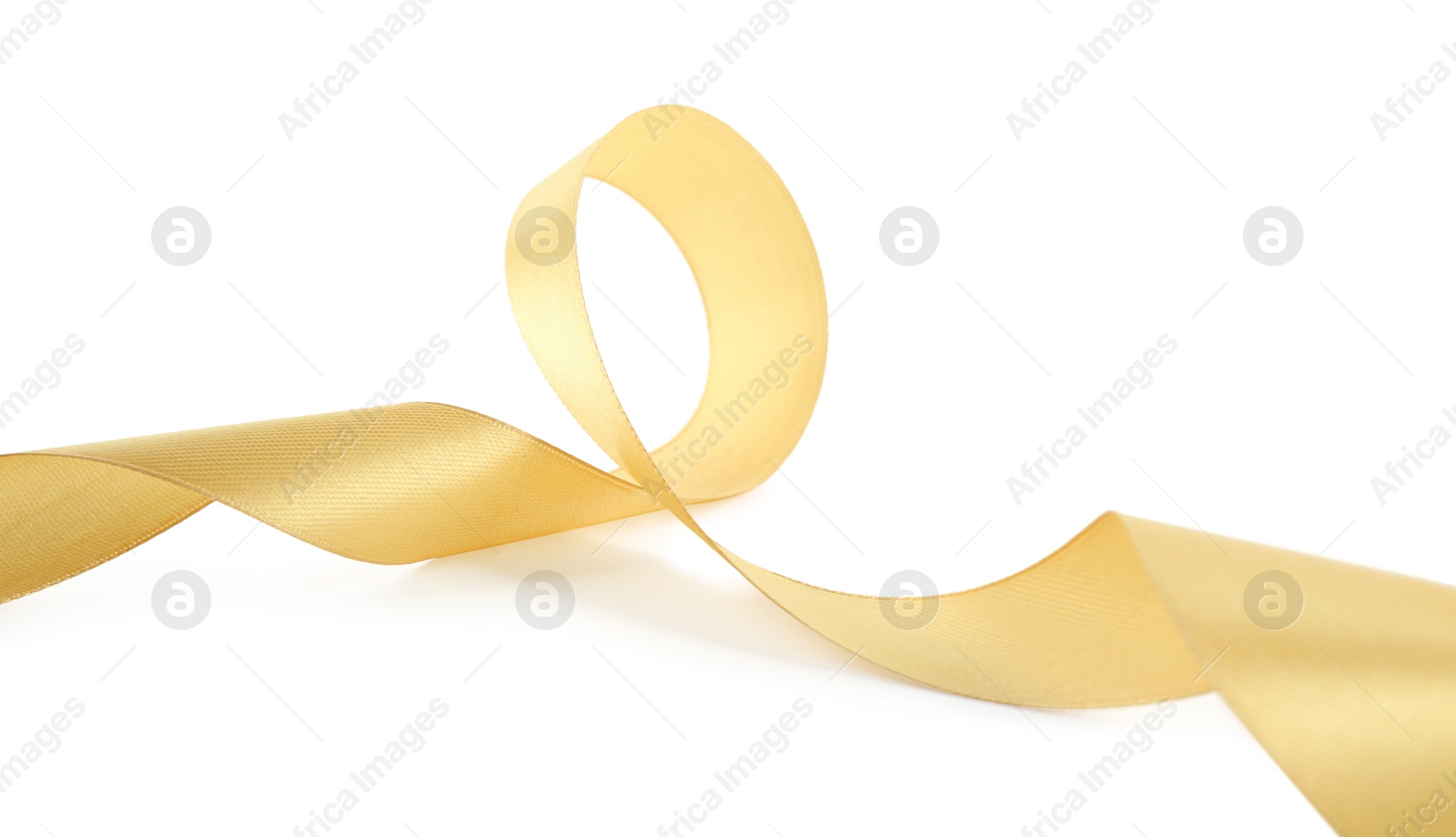 Photo of One beautiful light yellow ribbon isolated on white