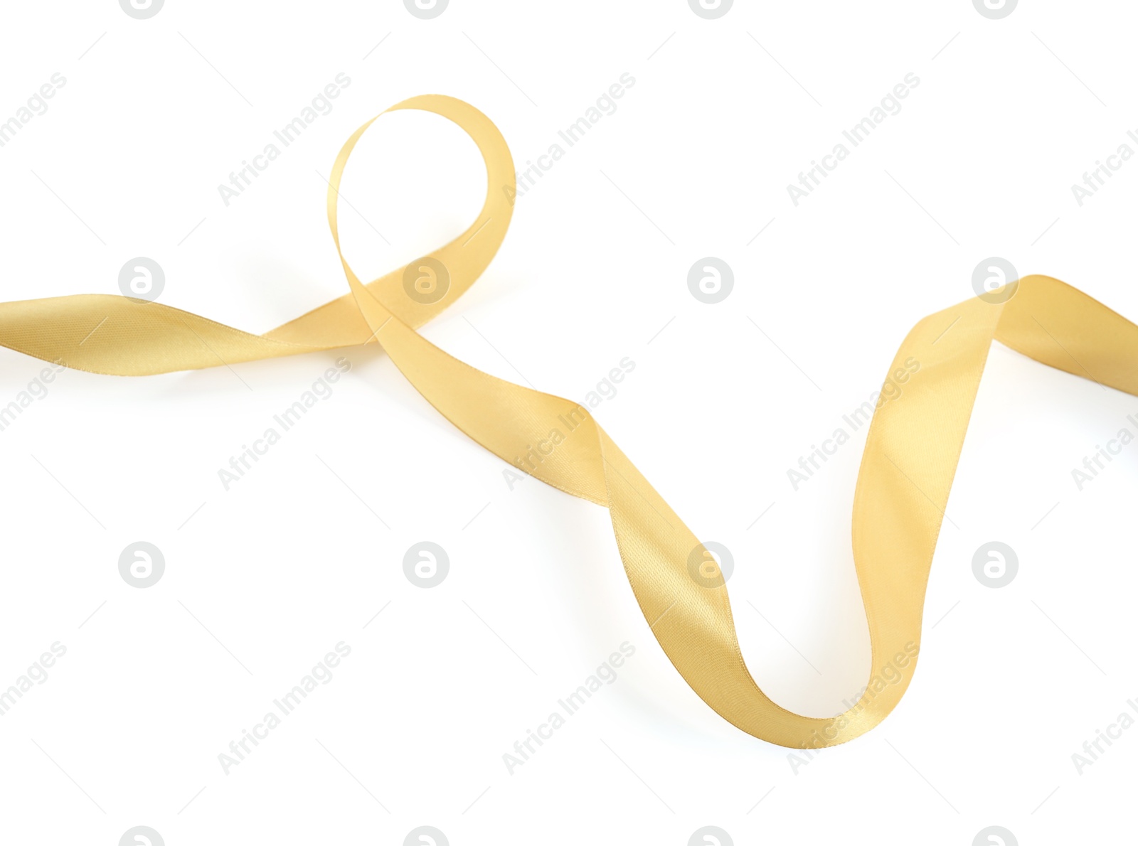 Photo of One beautiful light yellow ribbon isolated on white