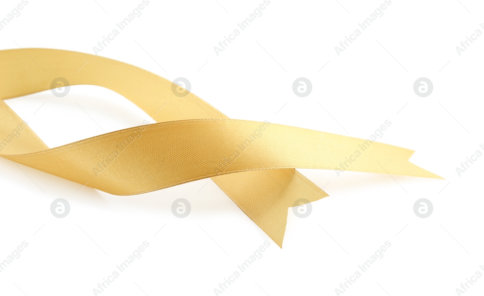 Photo of One beautiful light yellow ribbon isolated on white