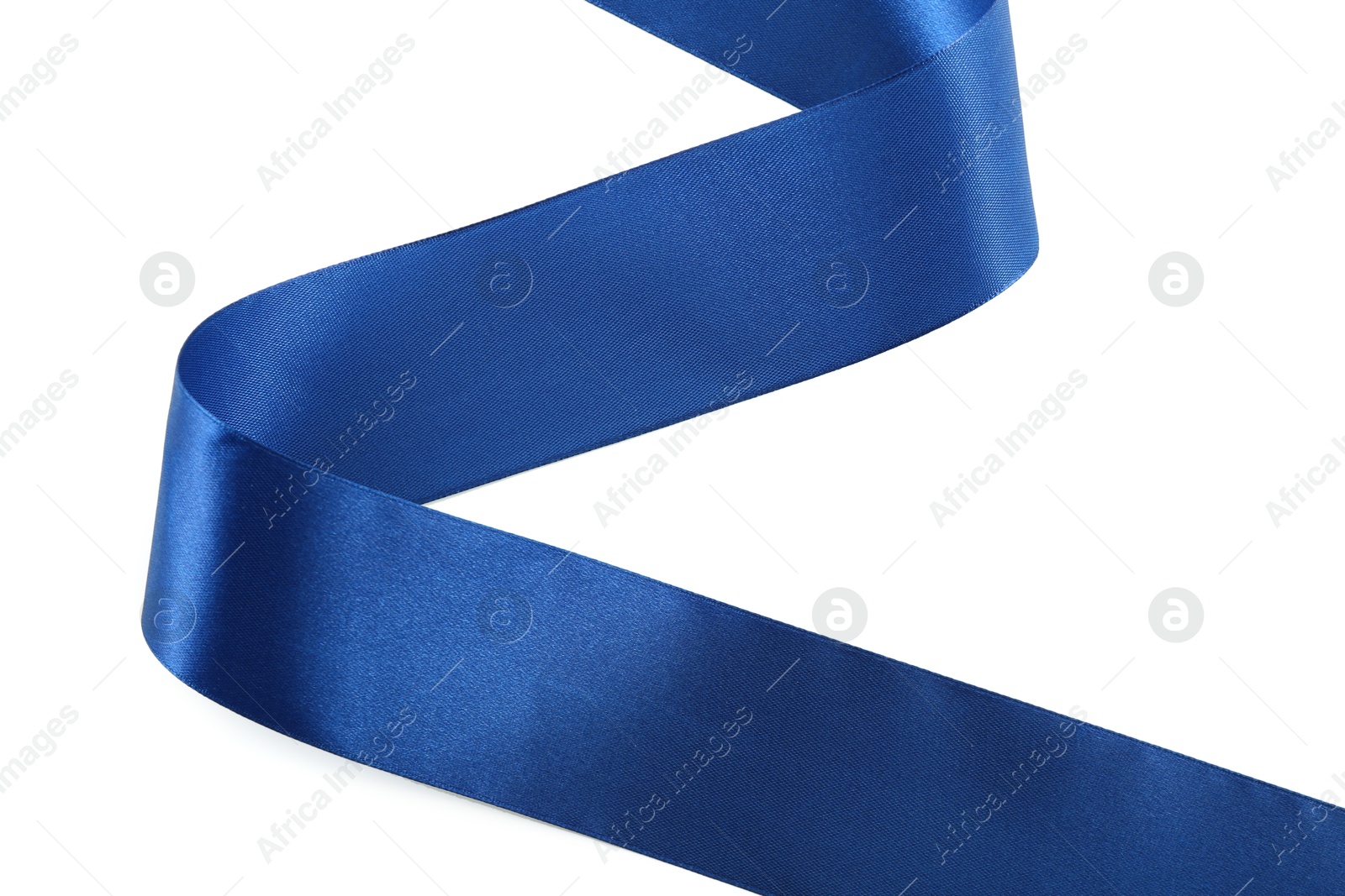 Photo of One beautiful blue ribbon isolated on white