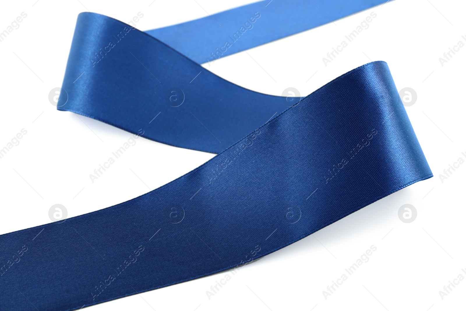 Photo of One beautiful blue ribbon isolated on white