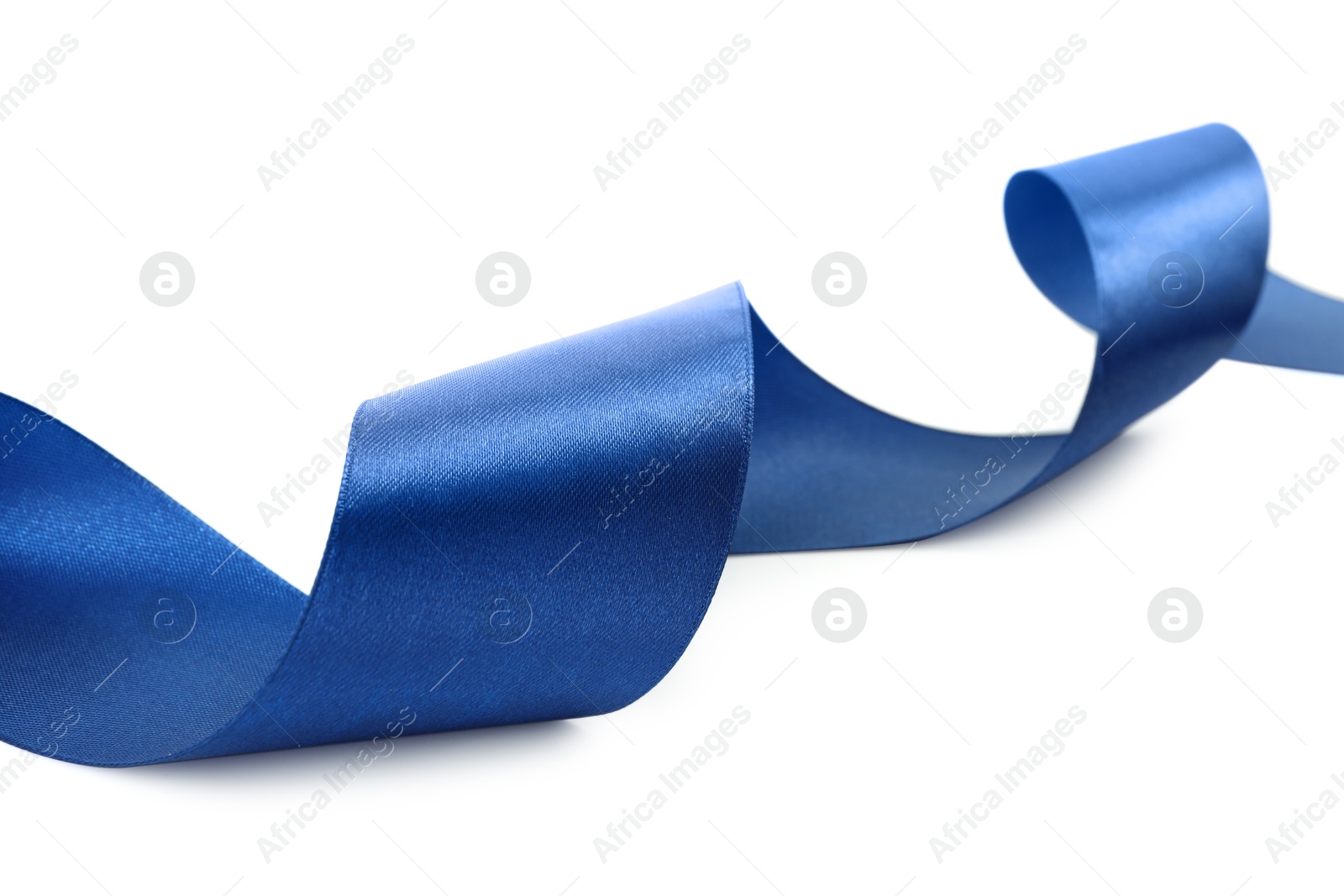 Photo of One beautiful blue ribbon isolated on white