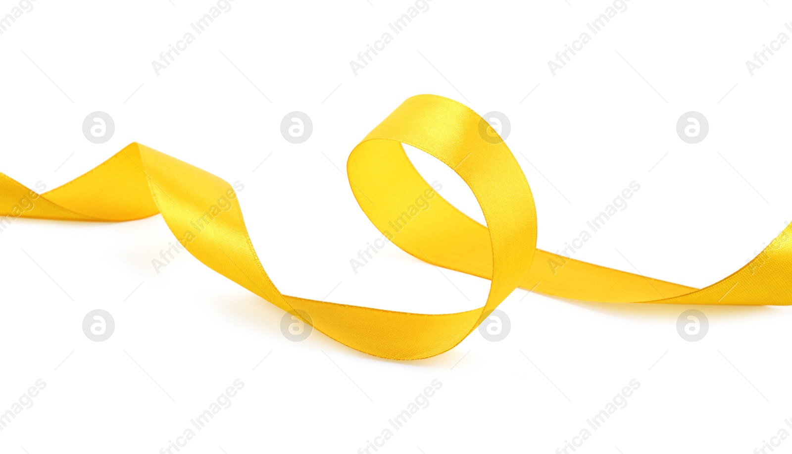 Photo of One beautiful yellow ribbon isolated on white