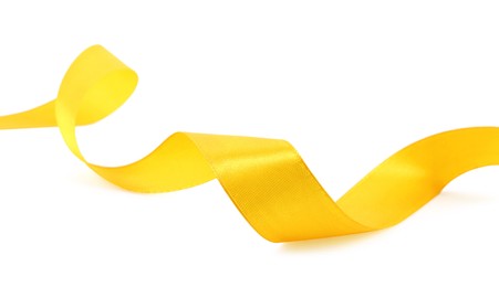 Photo of One beautiful yellow ribbon isolated on white