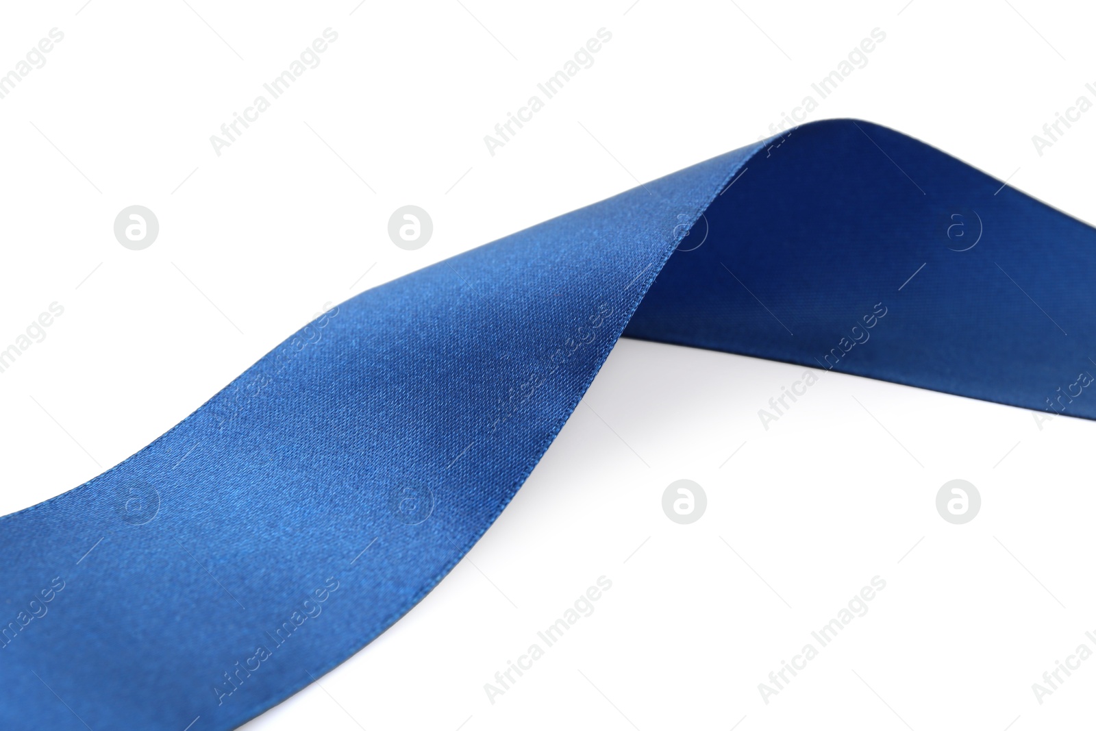 Photo of One beautiful blue ribbon isolated on white