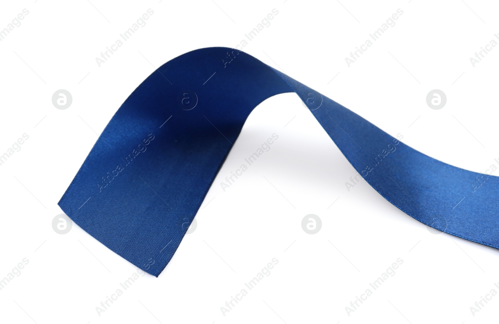 Photo of One beautiful blue ribbon isolated on white