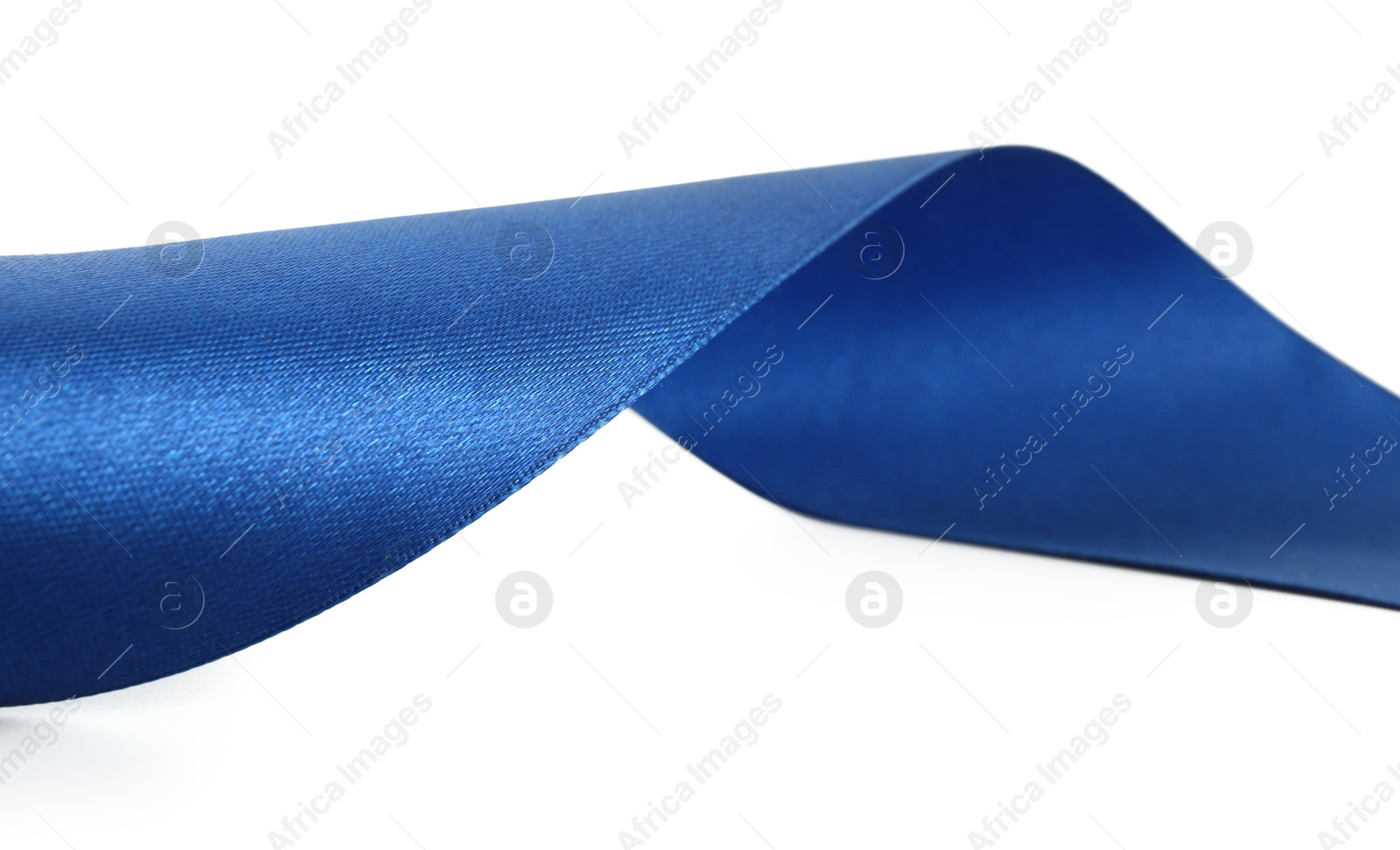 Photo of One beautiful blue ribbon isolated on white