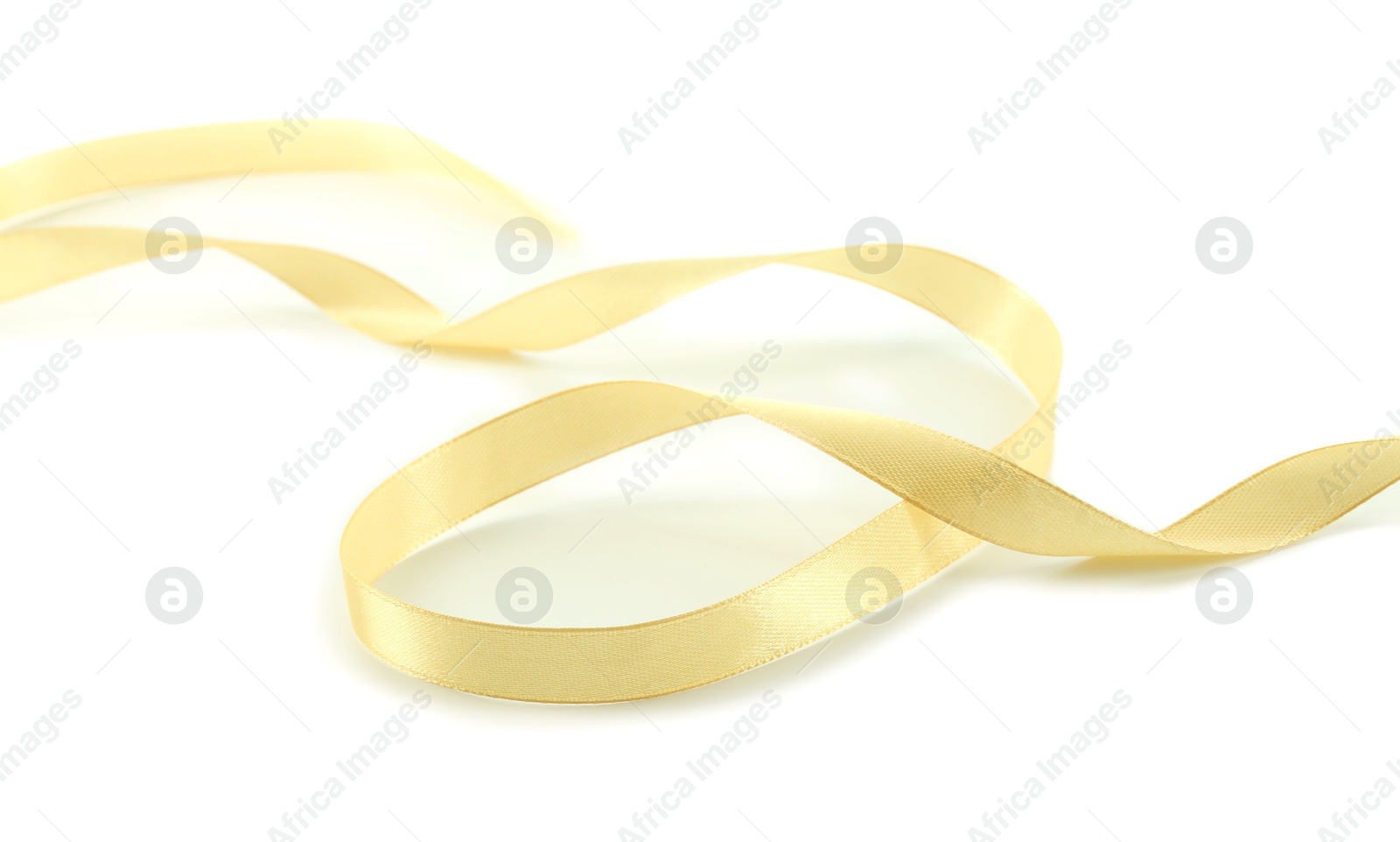 Photo of One beautiful light yellow ribbon isolated on white