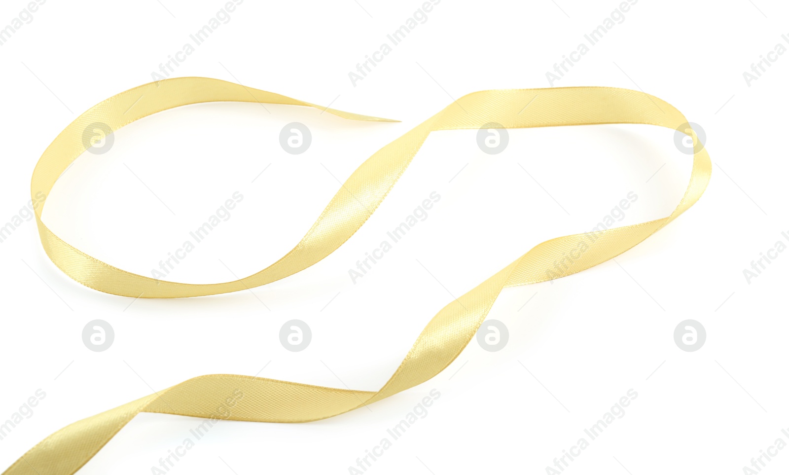 Photo of One beautiful light yellow ribbon isolated on white