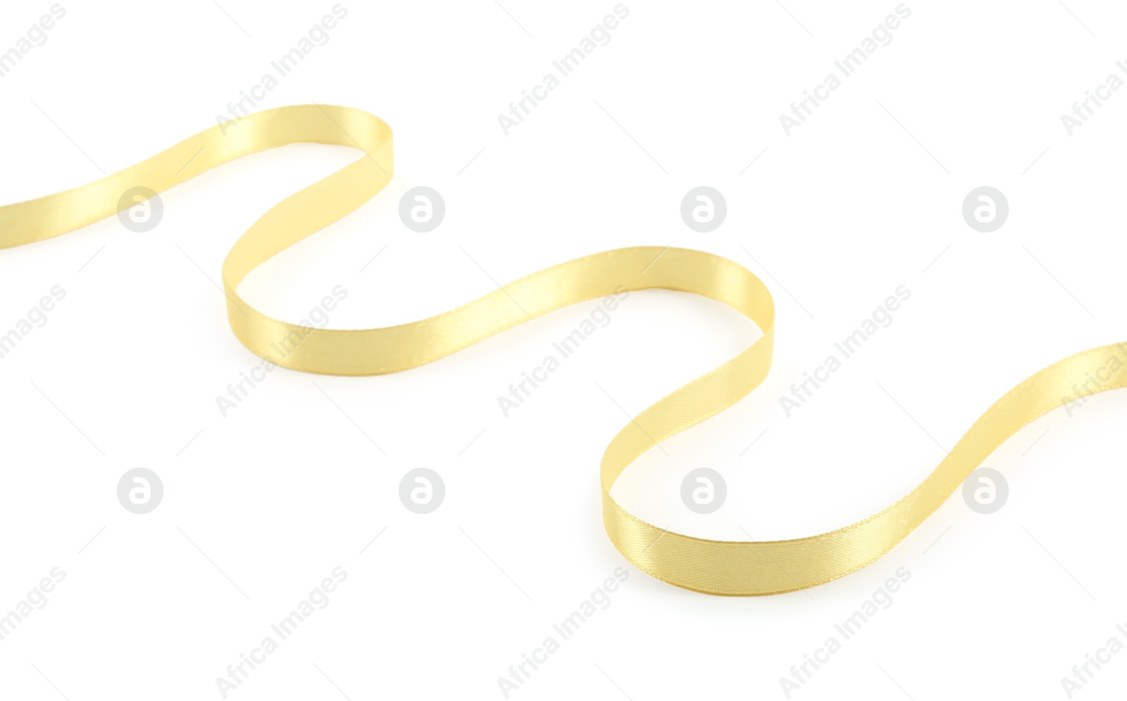 Photo of One beautiful light yellow ribbon isolated on white