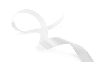 Photo of One beautiful silk ribbon isolated on white
