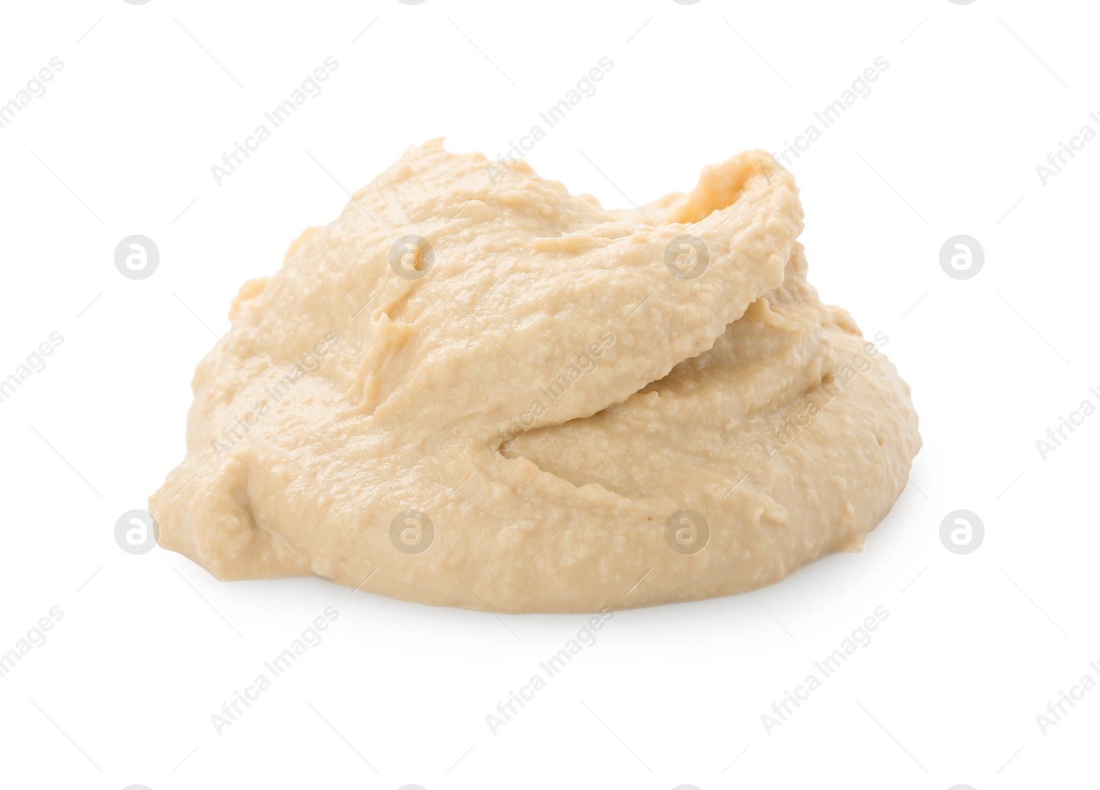 Photo of Sample of delicious hummus isolated on white