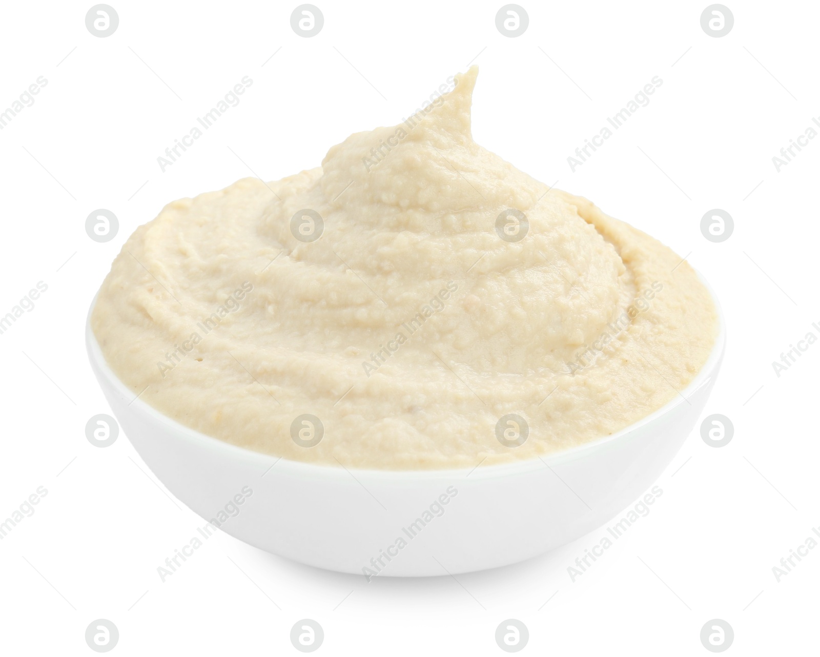 Photo of Delicious hummus in bowl isolated on white