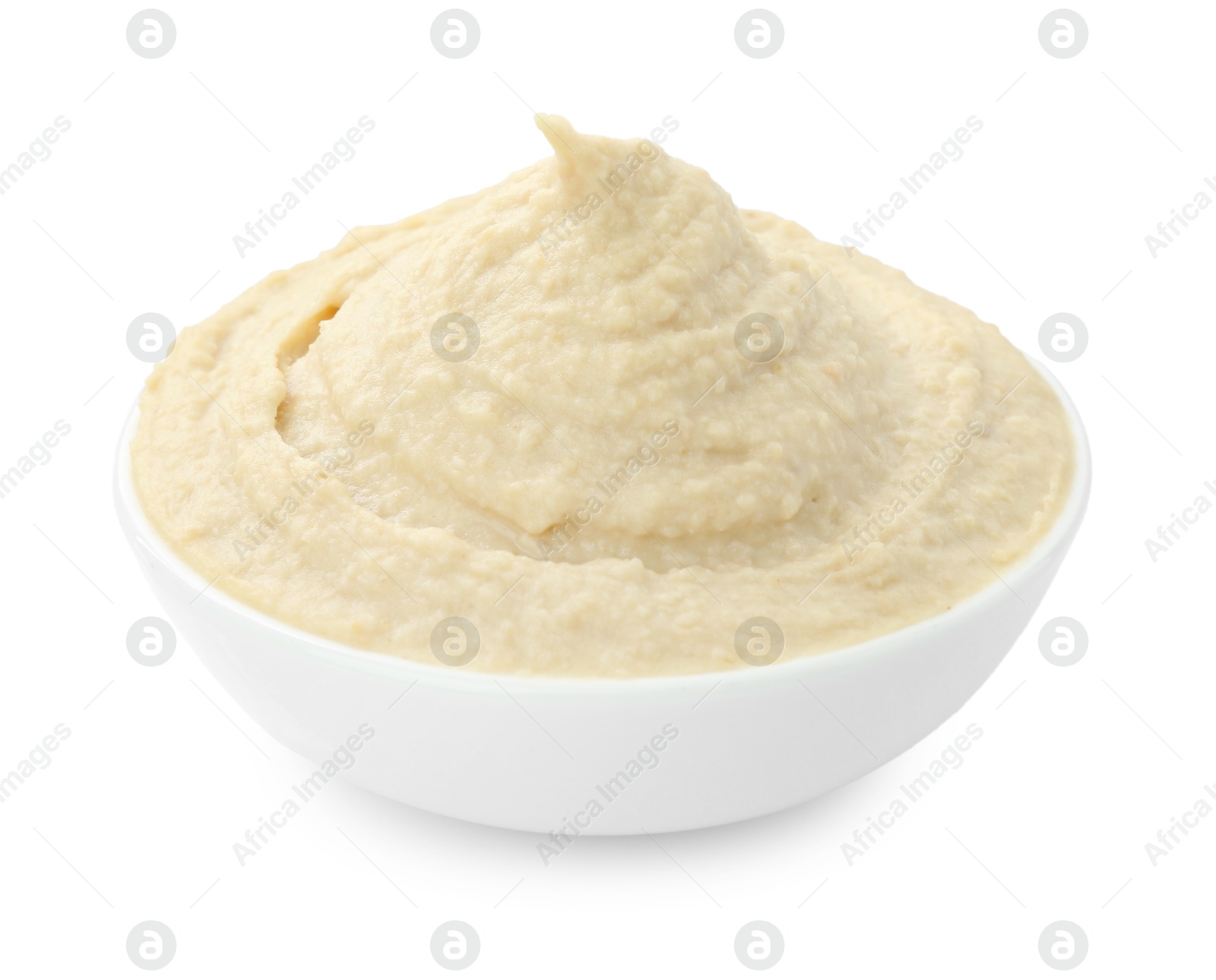 Photo of Delicious hummus in bowl isolated on white