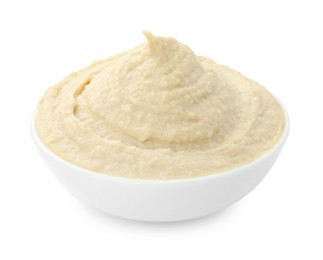 Photo of Delicious hummus in bowl isolated on white