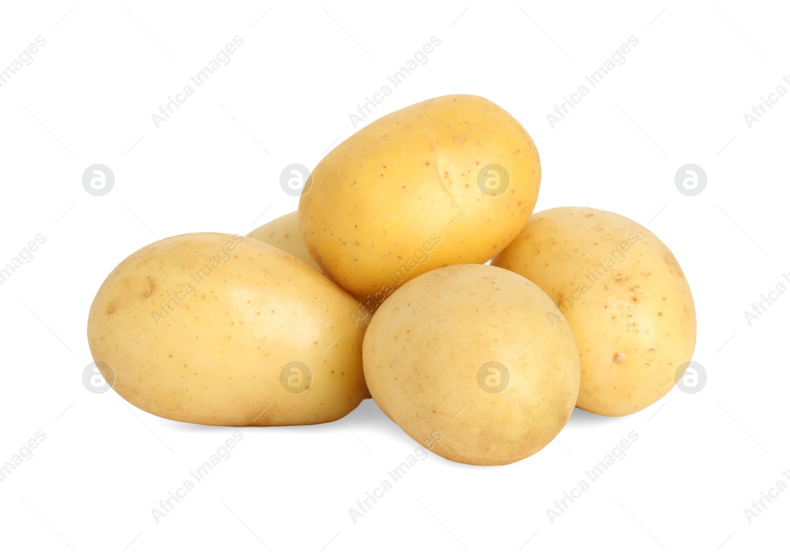 Photo of Pile of young fresh potatoes isolated on white