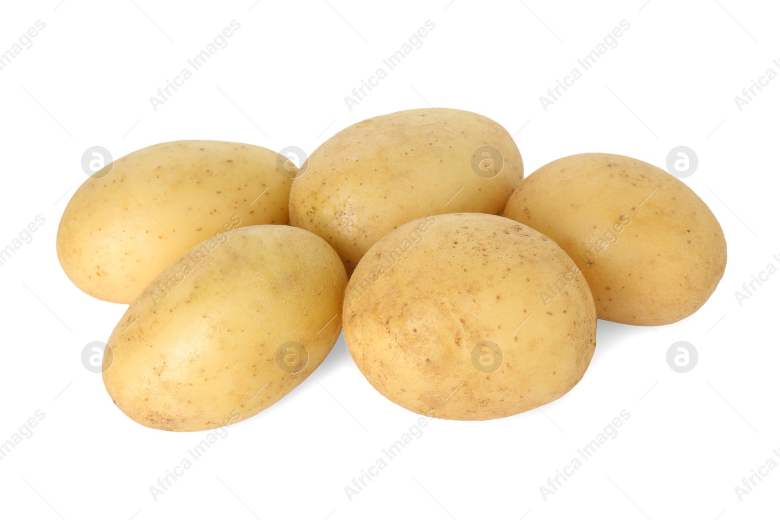 Photo of Pile of young fresh potatoes isolated on white