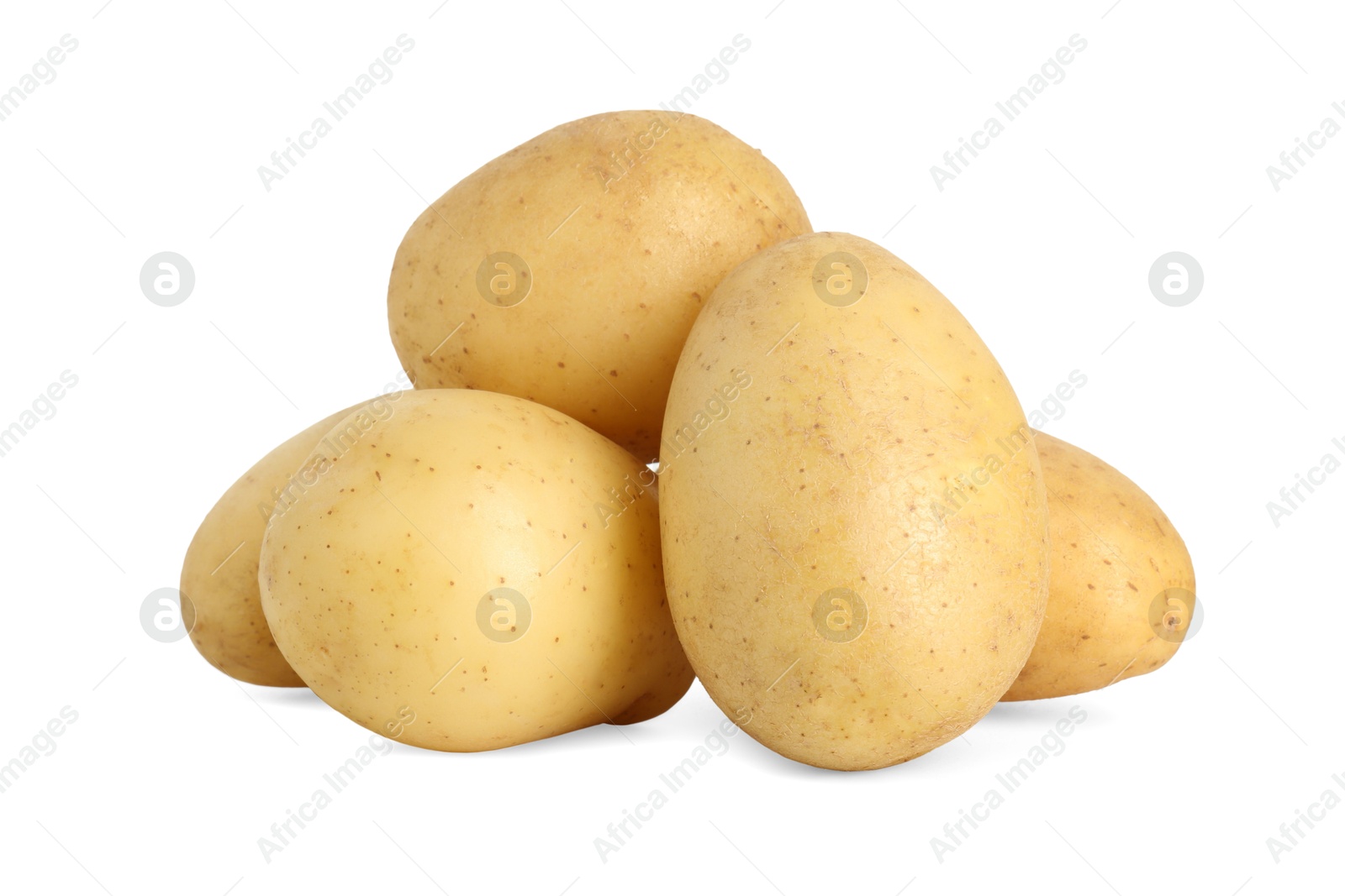 Photo of Pile of young fresh potatoes isolated on white