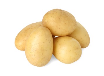 Photo of Pile of young fresh potatoes isolated on white