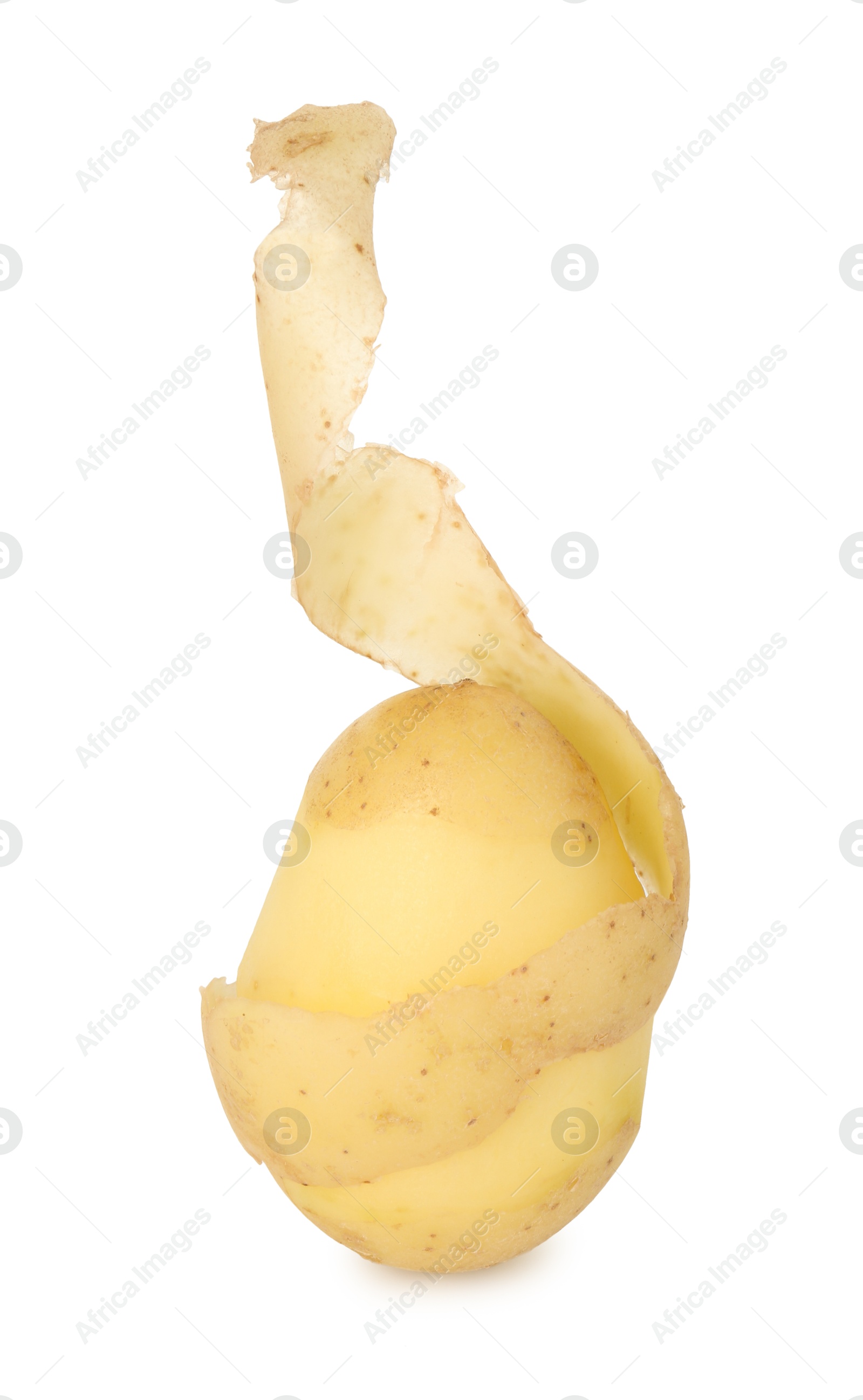 Photo of One young potato with peel isolated on white