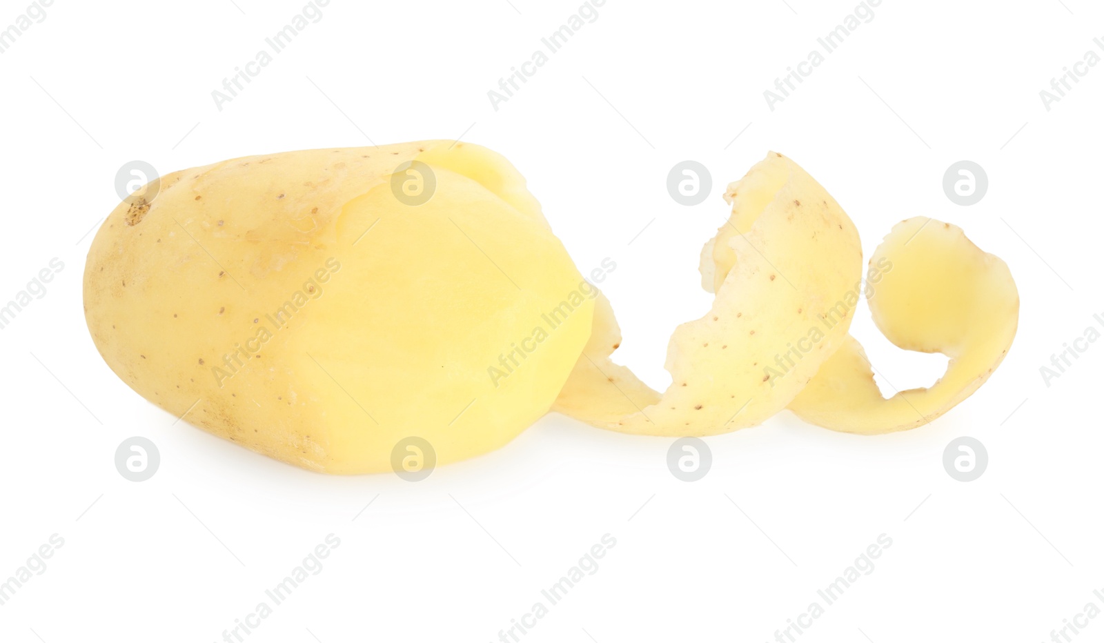 Photo of One young potato with peel isolated on white