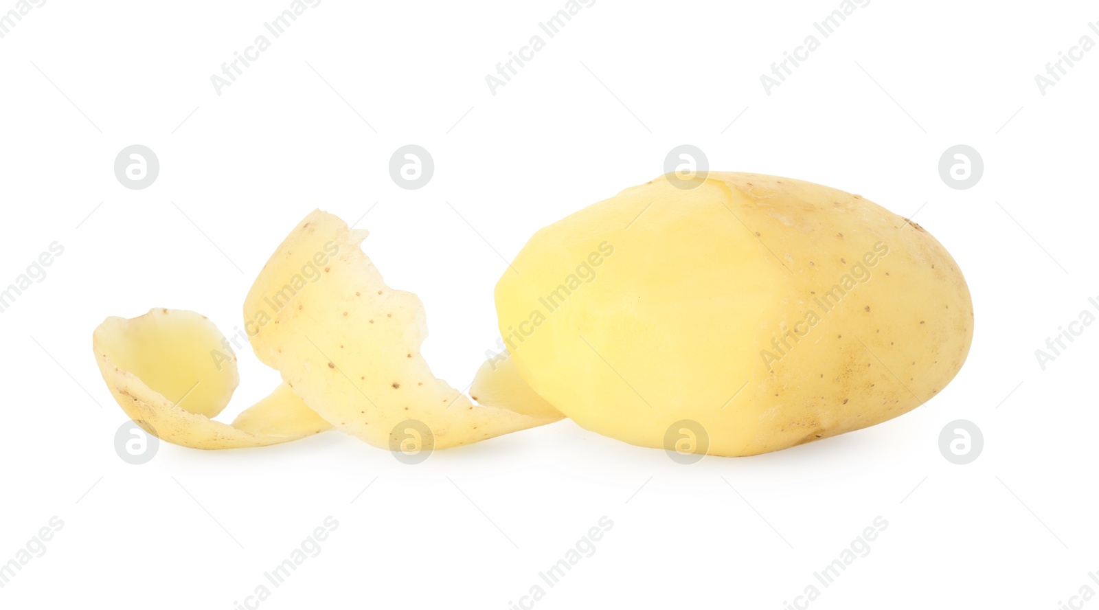 Photo of One young potato with peel isolated on white