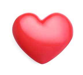Photo of One red heart shape isolated on white