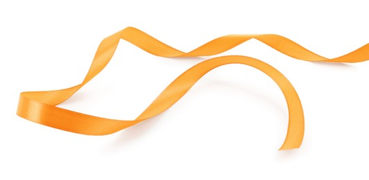 Photo of One beautiful orange ribbon isolated on white