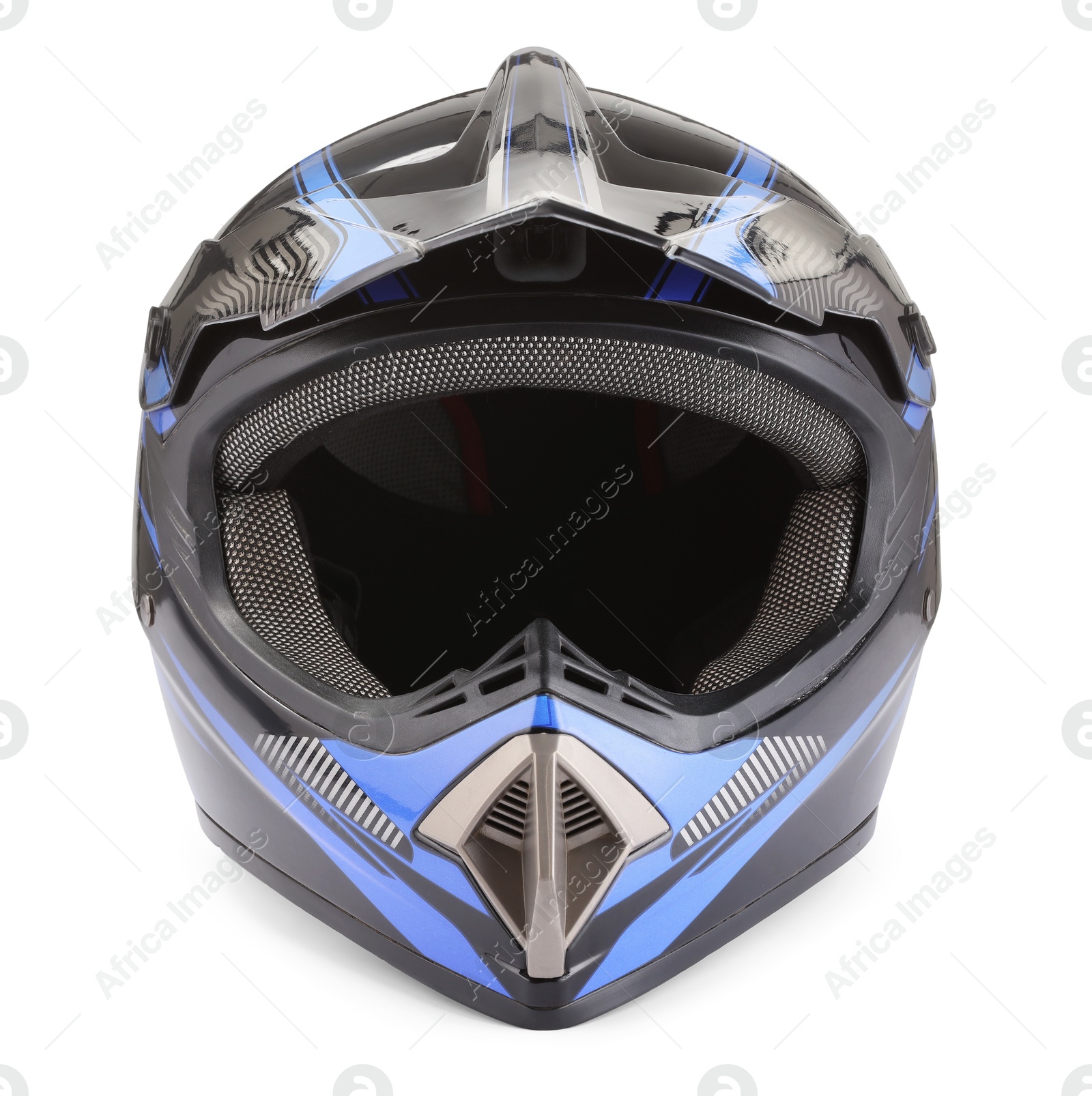 Photo of Modern motorcycle helmet with visor isolated on white