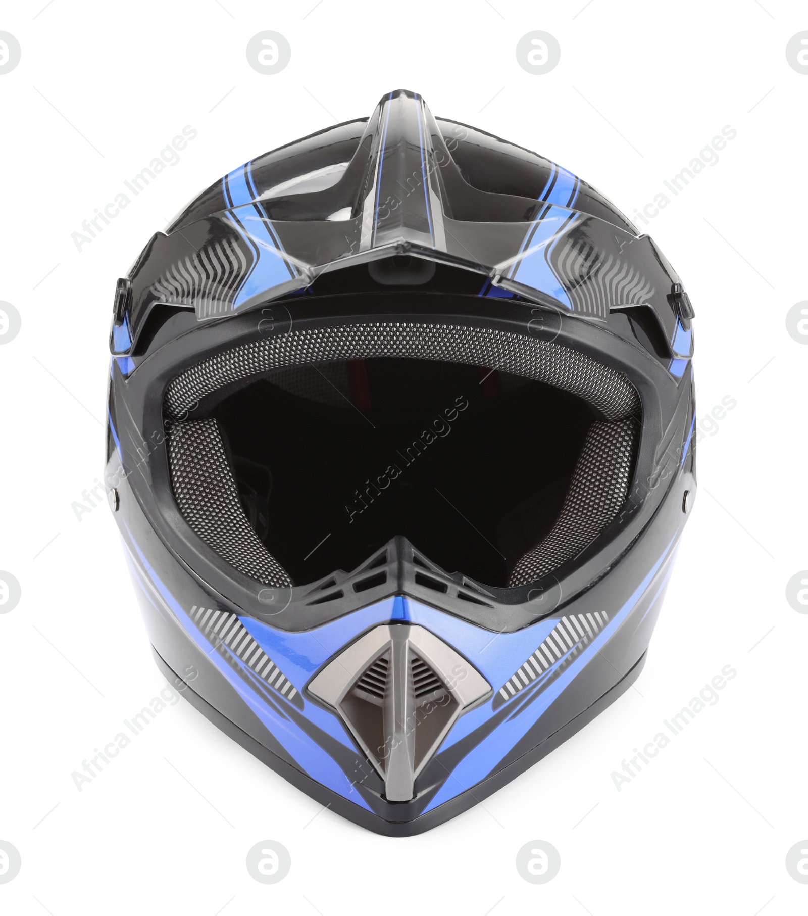 Photo of Modern motorcycle helmet with visor isolated on white