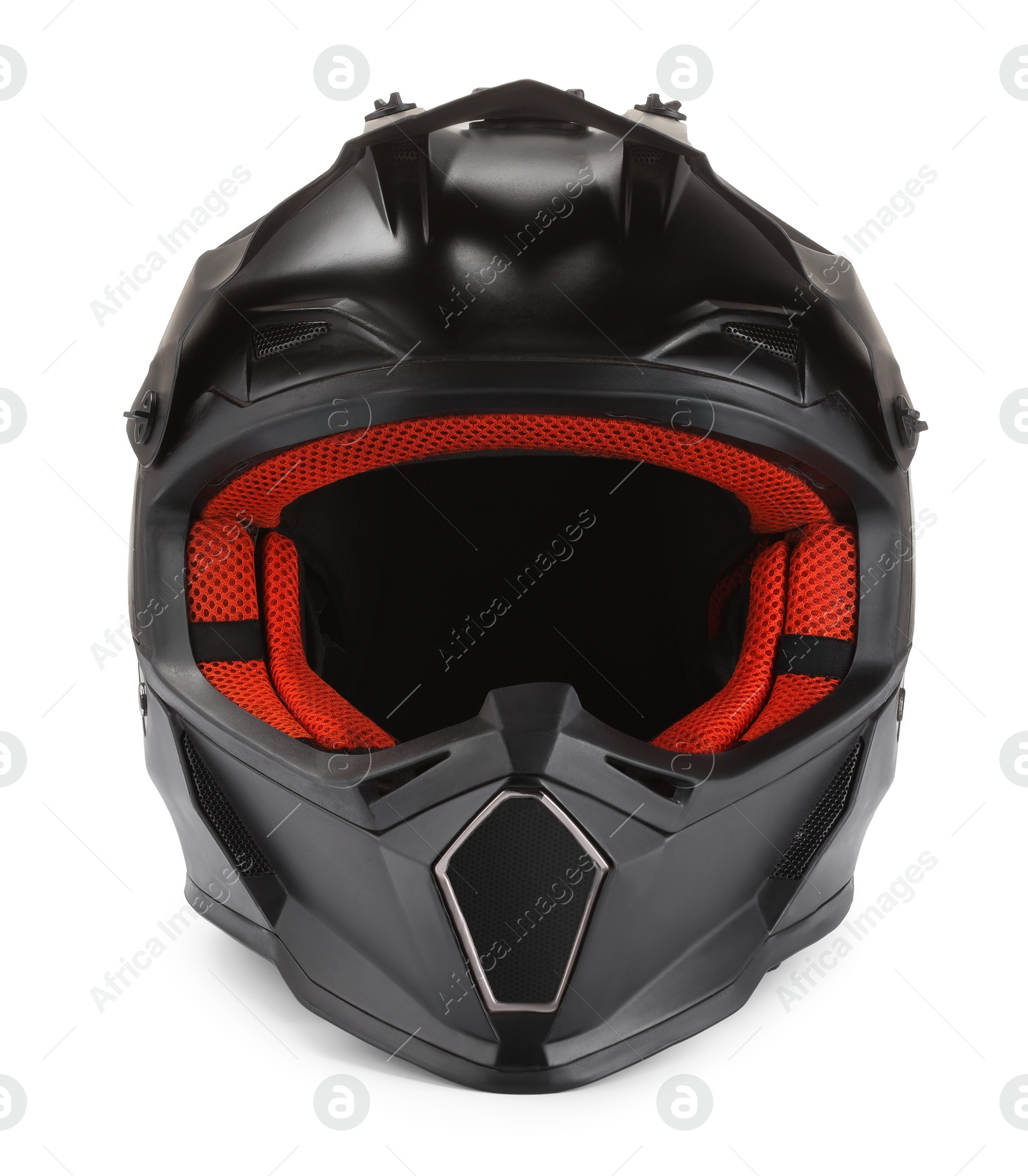 Photo of Modern motorcycle helmet with visor isolated on white