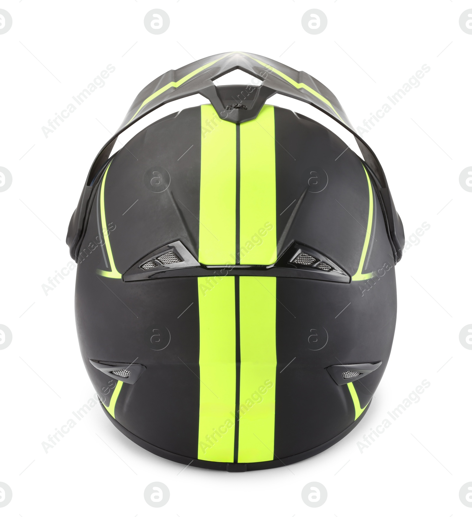 Photo of Modern motorcycle helmet with visor isolated on white