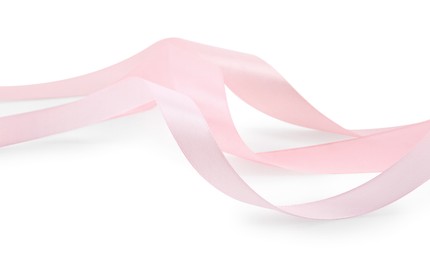 Photo of Beautiful pink silk ribbons isolated on white