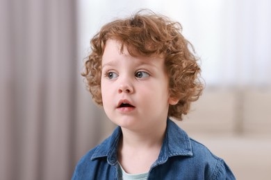 Portrait of little boy indoors. Cute child