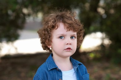 Portrait of little boy outdoors. Cute child