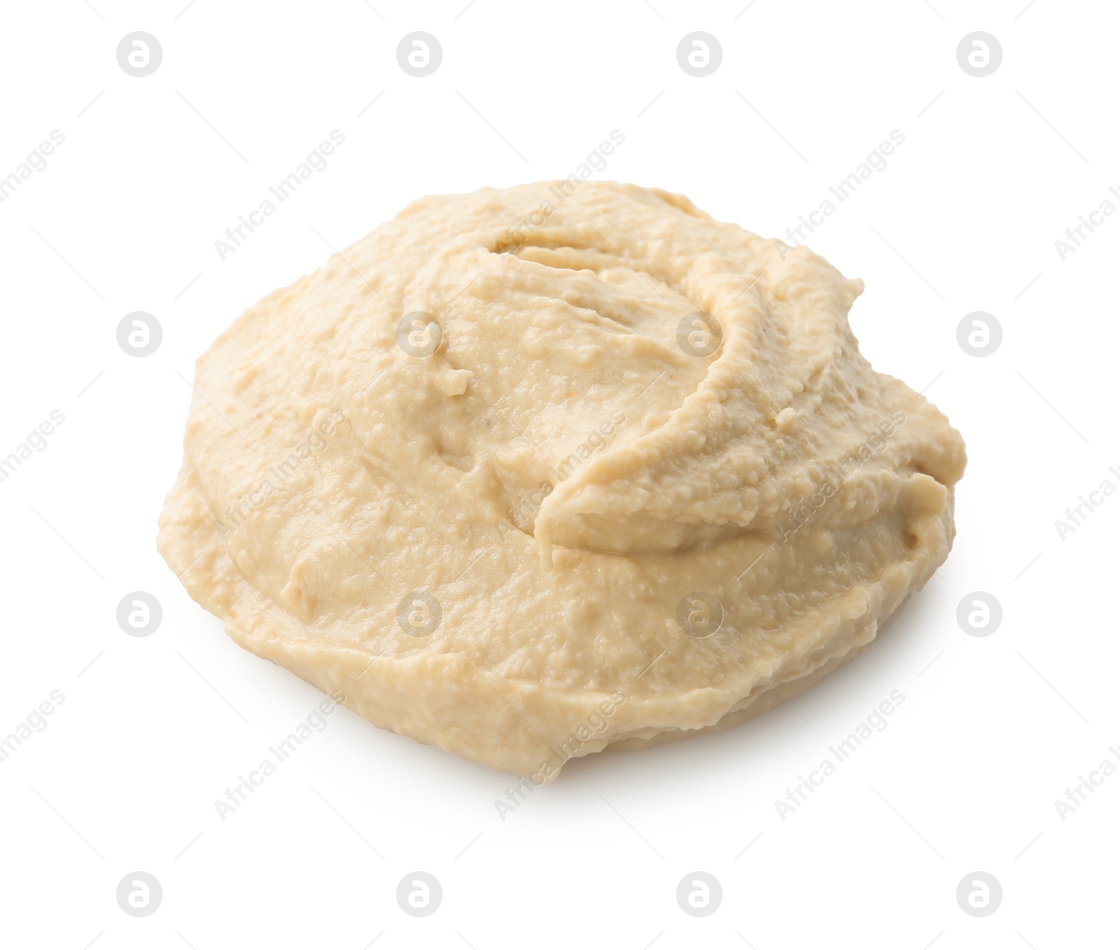 Photo of Sample of delicious hummus isolated on white