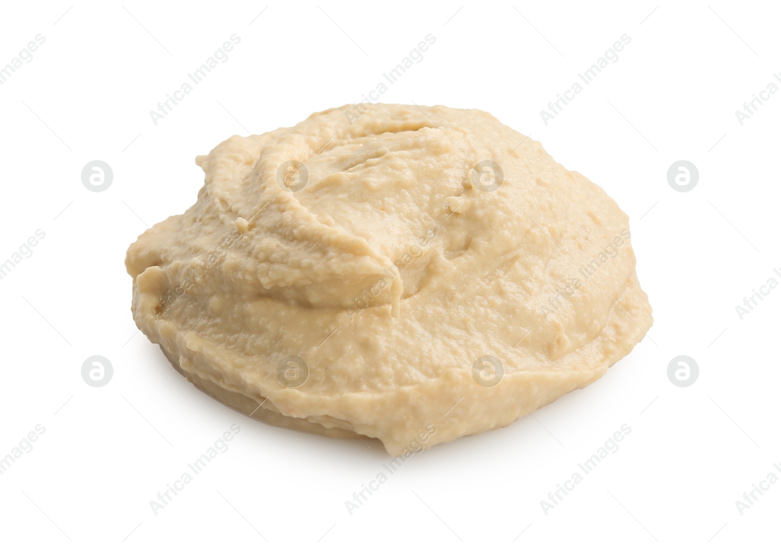 Photo of Sample of delicious hummus isolated on white