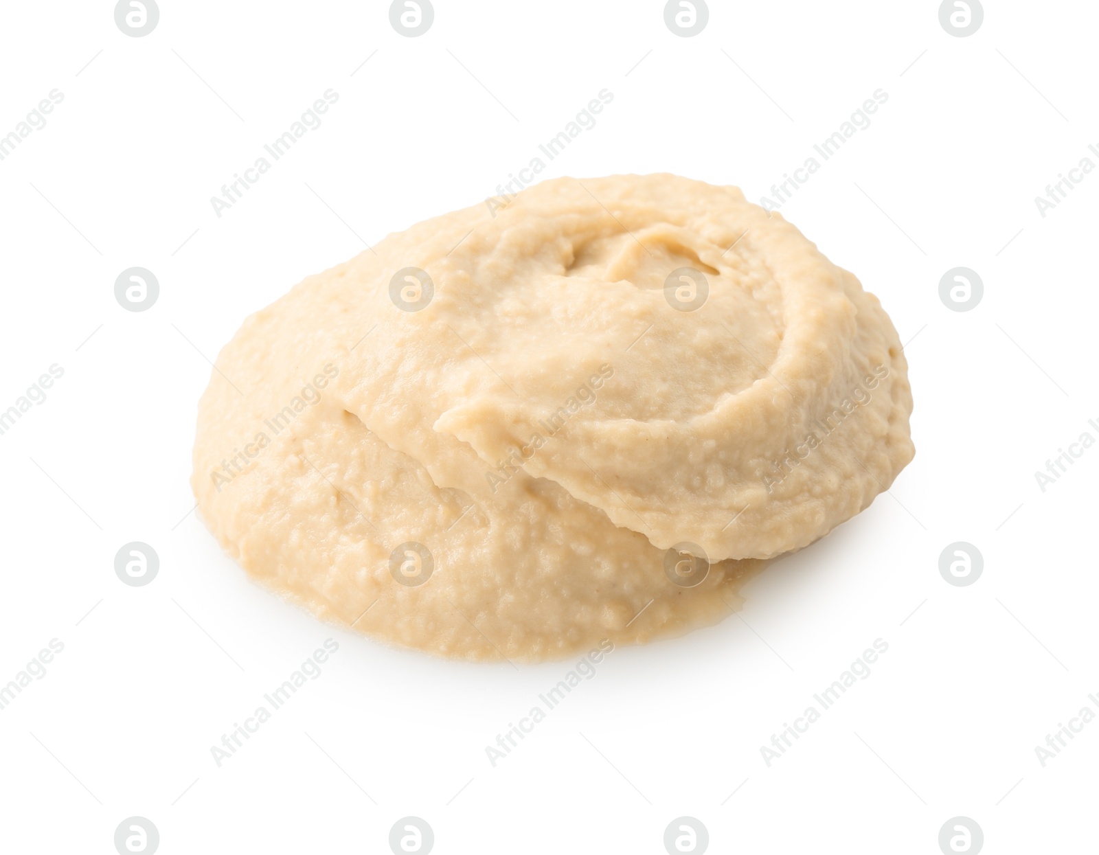 Photo of Sample of delicious hummus isolated on white