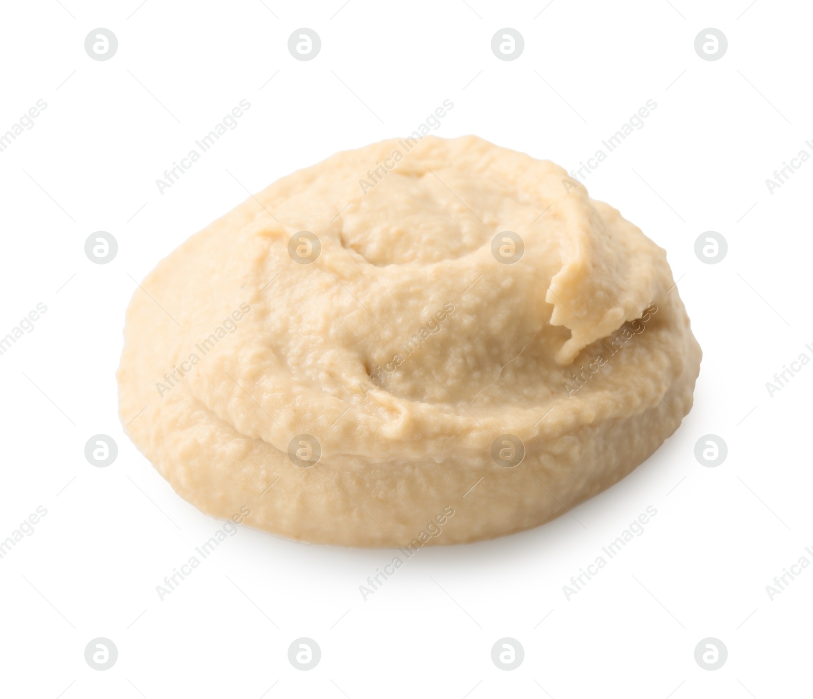 Photo of Sample of delicious hummus isolated on white