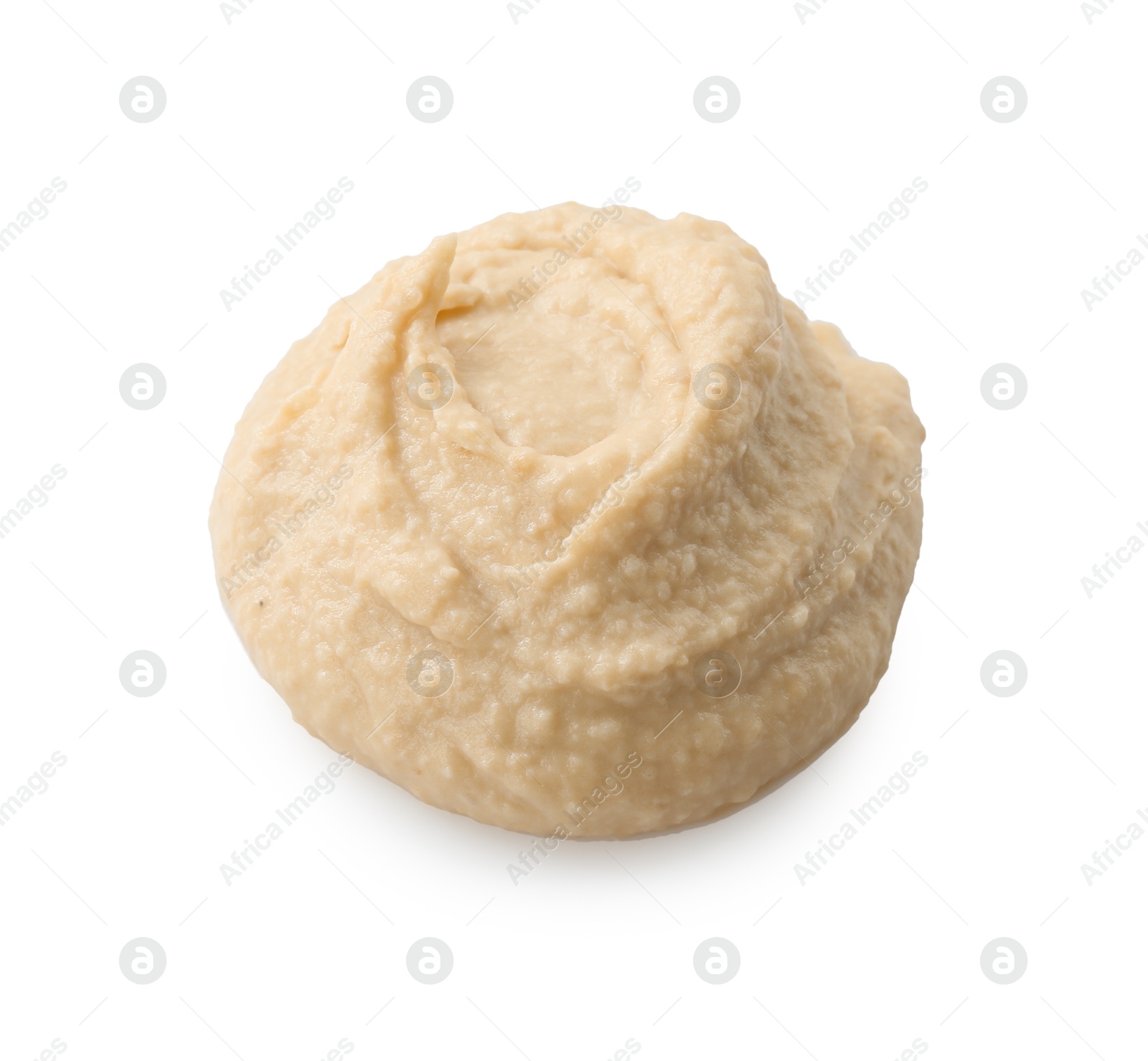 Photo of Sample of delicious hummus isolated on white