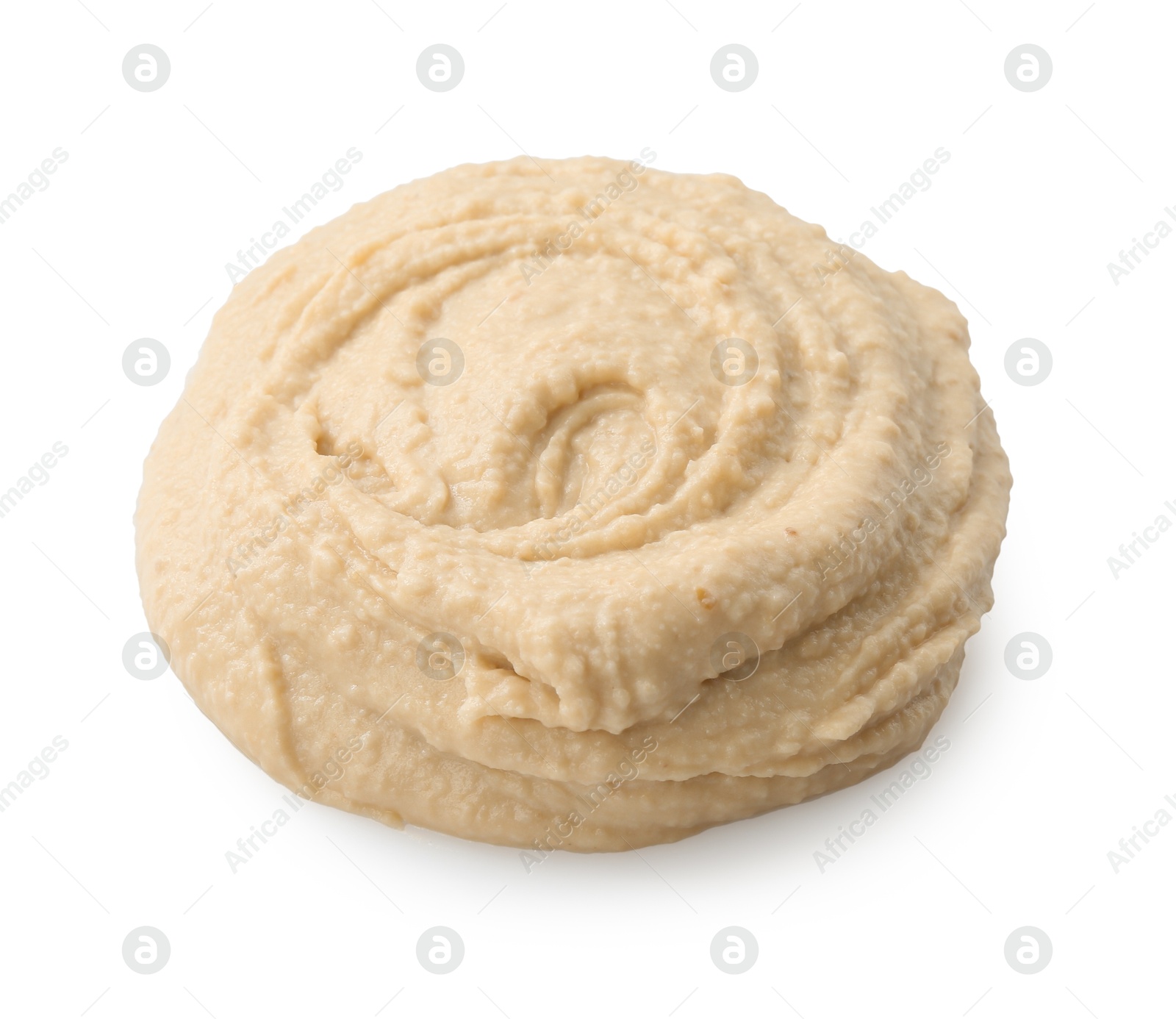 Photo of Sample of delicious hummus isolated on white