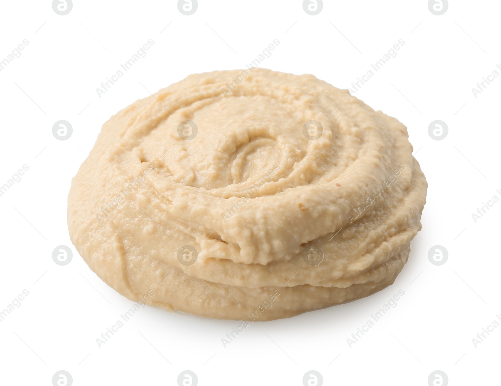 Photo of Sample of delicious hummus isolated on white