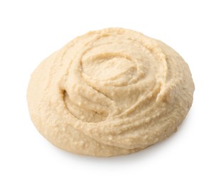 Photo of Sample of delicious hummus isolated on white