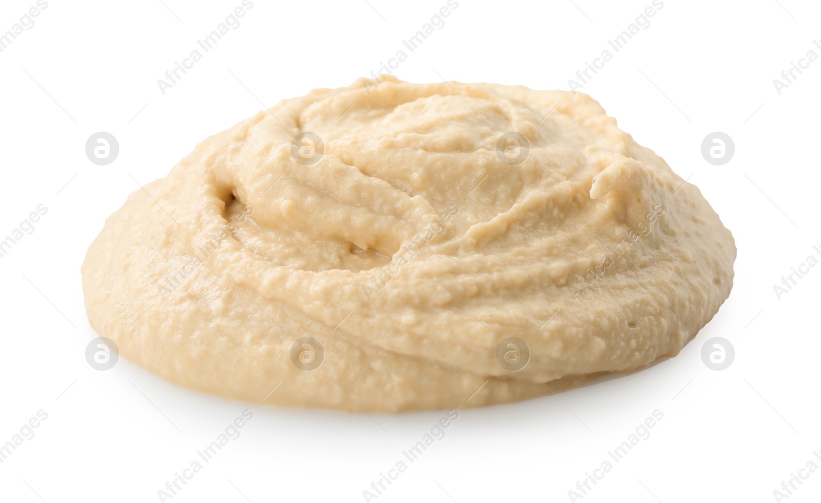 Photo of Sample of delicious hummus isolated on white