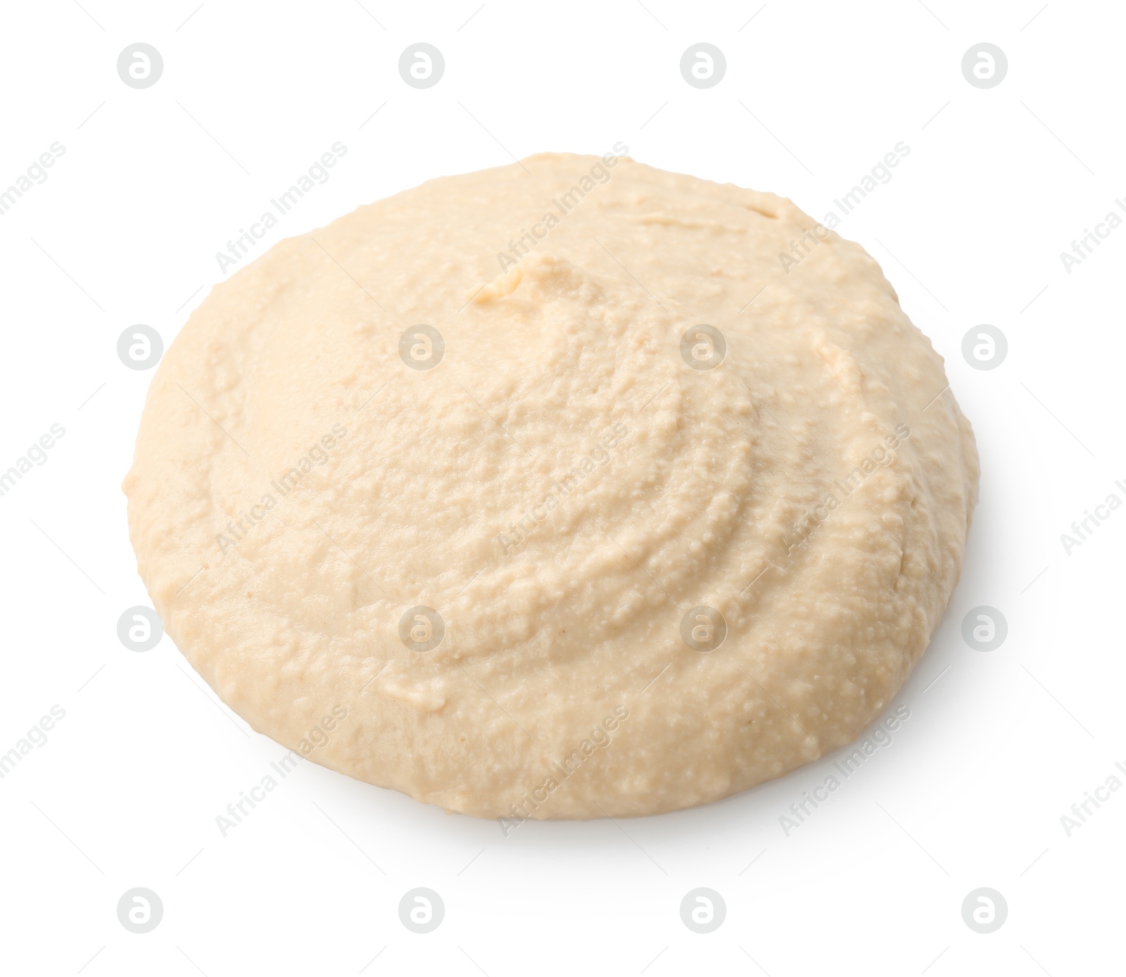 Photo of Sample of delicious hummus isolated on white