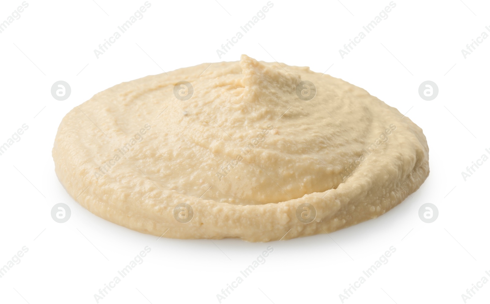 Photo of Sample of delicious hummus isolated on white